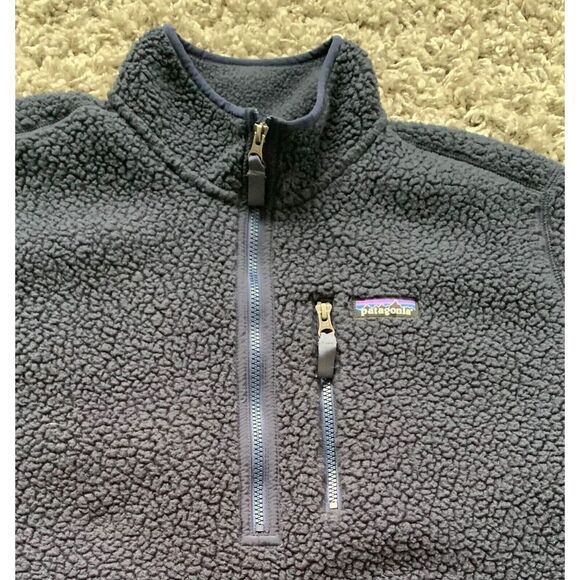 Patagonia Retro Deep Pile Fleece Half Zip Jacket SWEATER Blue Men’s XL - Picture 4 of 7